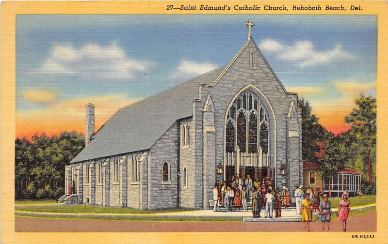 F4/ Rehoboth Beach Delaware Postcard 1952 Linen St Edmund's Catholic Church 5