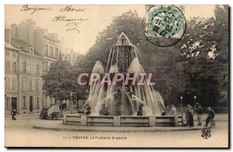 Troyes Old Postcard The Fountain Argence