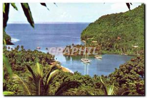 Postcard Old Caribbean Marigot Bay St. Lucia in the West Indies Islands of th...