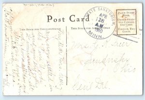 Greetings Red Roses Flowers Signed DPO (1908-1922) State Sanatorium MN Postcard
