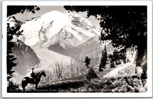 1949 Mountain Glacier Rim Trail Rainier National Park Real Photo RPPC Postcard