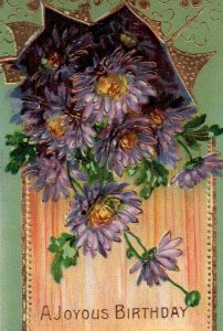Vintage Postcard - Early 1900s-Lovely Purple Flowers-Joyous Birthday-