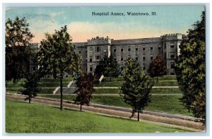 1924 Hospital Annex Exterior Building Field Watertown Illinois Vintage Postcard