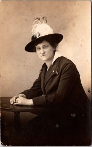 RPPC Fashionable Lady with Hat, York PA Vintage Postcard U75