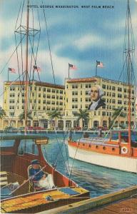 West Palm Beach FloridaHotel George WashingtonSocial Civic Ctr1940s Postcard