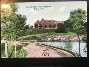 Vintage Postcard 1913 Masonic Home and Rutger Street Utica New York