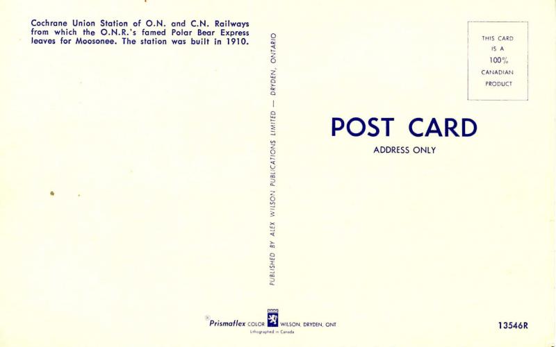 Canada - ON, Cochrane. Railway Station