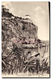 Old Postcard Menton Les Rochers Rouges and Hotel Miramare Frontiere Franco It...