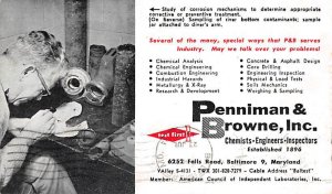 Penniman & Browne, Inc Baltimore, MD, USA Advertising 1963 postal marking on ...