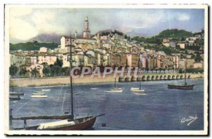 Old Postcard The Old Port of Menton Seen