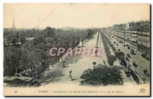 CARTE Postale Old Paris Perspective Jardin des Tuileries and the Rue de Rivoli