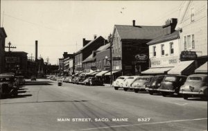 Saco Maine Main St. Cars Stores Real Photo Postcard