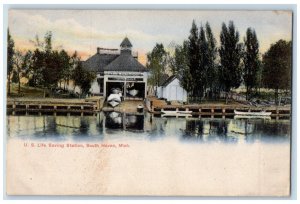 1905 US Life Saving Station Boat Harbor South Haven Michigan MI Vintage Postcard 