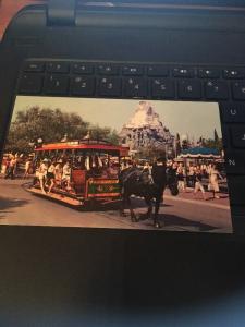 Vtg Postcard: Disneyland, Horse Drawn Streetcar