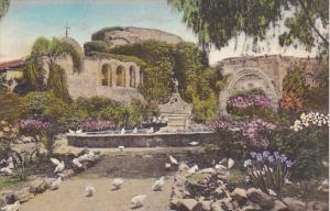 Campanario and Father Serra Statue Old Mission San Juan Capistrano California...