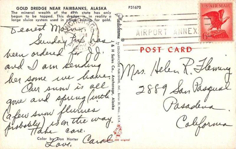 Fairbanks Alaska Gold Dredge Mining Vintage Postcard J51727