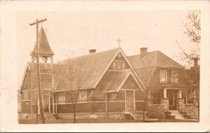 Real Photo Postcard Church and Home in North Dakota