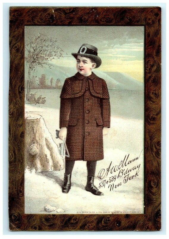 1880s A.W. Mann Alpine Overcoat Boys' & Children's Clothing Broadway NY #5H