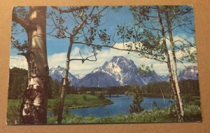 VINTAGE 1968 USED POSTCARD MT. MORAN, GRAND TETON NATL PARK, WYOMING