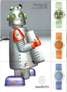 Fashion Advertising  SWATCH WATCH  1997 Space Place Theme~Robot 4X6 Postcard