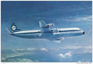 KLM´s Lockhead Prop-Jet Electra II in flight, 50s