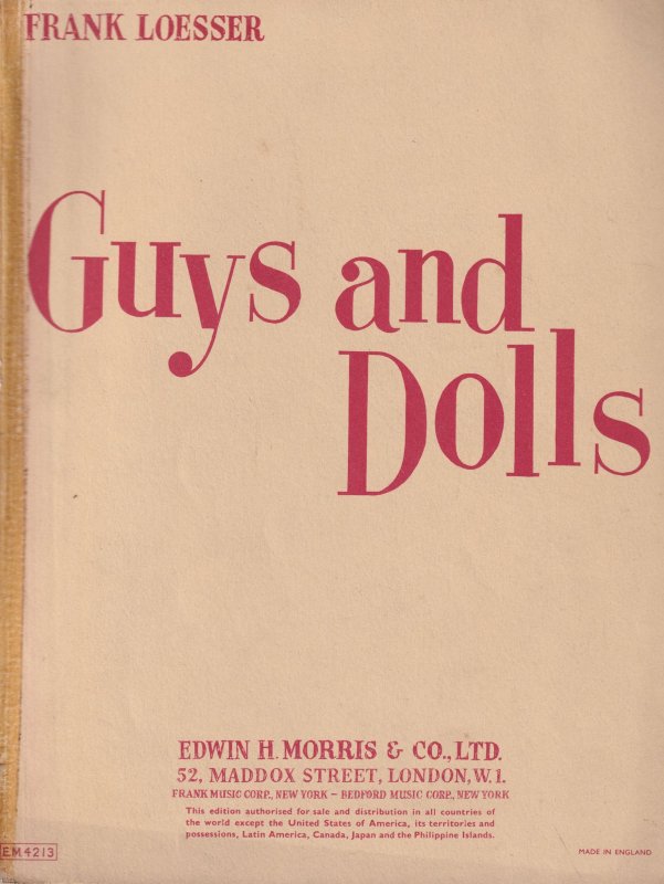 Guys & Dolls Musical Edwin Morris Giant Piano Sheet Music Album Book