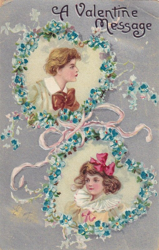 VALENTINE'S DAY, 1900-10s; Message, Boy & Girl Profiles, TUCK #2664