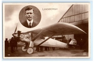 Charles Lindbergh Spirit Of St Louis Plane France Real Photo RPPC Postcard (FT8)