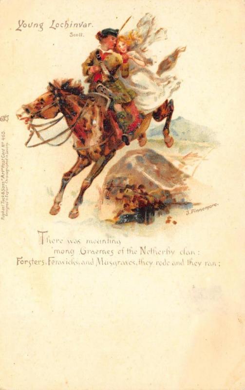 Young Lochinvar Artist Signed J. Finnemore Poem Early Tuck #465 Postcard