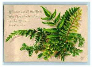 1870s-80s Embossed Religious Victorian Cards Bible Quotes Ferns Lot Of 2 P99