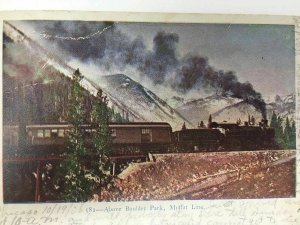 c. 1906 Above Boulder Park Moffat Line Steam Engine Train Railroad
