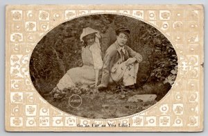 Man & Woman on Lawn Go As Far As You Like 1911 SD RPO Postcard K46