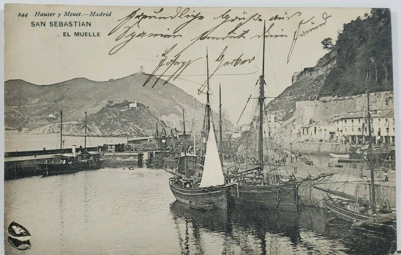 San Sebastian Spain The Dock, El Muelle 1905 Picture Postcard L6