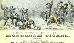 1880's E.R Frost Monogram Cigars Big Snowball Fight Tobacco Trade Card P117 