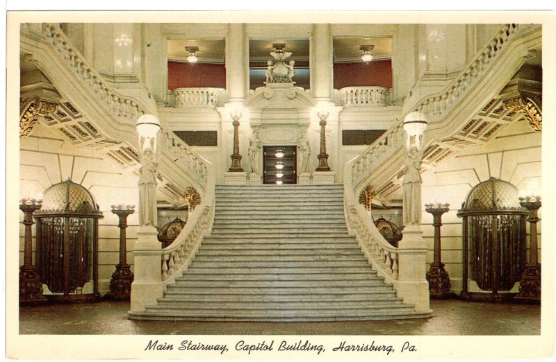US    PC2955  MAIN STAIRWAY, CAPITOL BUILDING, HARRISBURG, PA