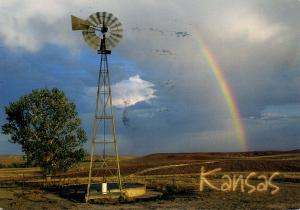 KS - Clark County, Big Basin Wildlife Preserve Windmill & Rainbow