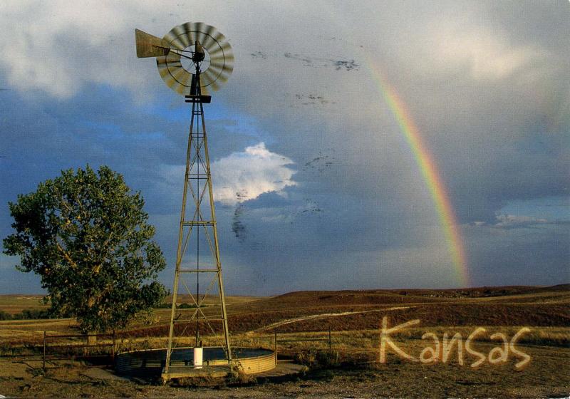 KS - Clark County, Big Basin Wildlife Preserve Windmill & Rainbow