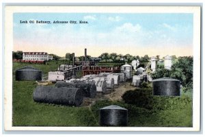 1920 Lesh Oil Refinery Building Arkansas City Kansas KS Vintage Antique Postcard