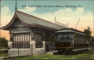 Philadelphia PA Park Trolleys Strawberry Mansion c1910 Postcard