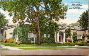 Vtg Peabody Hall Lawrence Conservatory Of Music Appleton Wisconsin WI Postcard