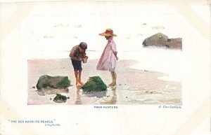 ARTIST E van GOETHEM-CHILDREN CRAB HUNTERS~1908 TUCK ON THE SANDSPOSTCARD