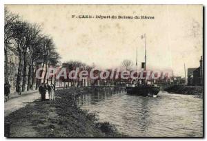 Old Postcard Caen departure of Boat Harbor