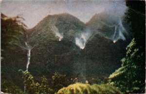 VINTAGE POSTCARD VIEW OF THE UPSIDE DOWN FALLS NEAR HONOLULU HAWAII POSTED 1946