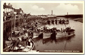 1954 The Fishing Fleet In Harbour Whitby England Boats and Ships Posted Postcard