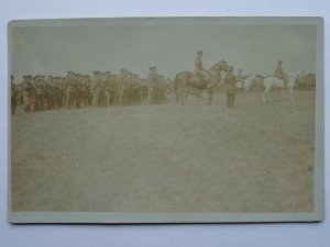 WW1 Troops on Parade - Old RP Postcard by S.J. Allen of Haverfordwest