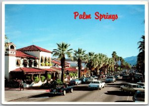 Palm Canyon Dr Looking South Palm Springs California CA Palm-Lined Postcard