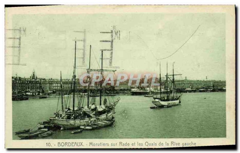 Postcard Old Bordeaux on cod fishing Rade and the Quays Shore Yacht