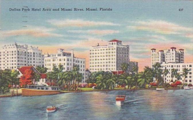 Florida Miami Dallas Park Hotel Area and Miami River 1954