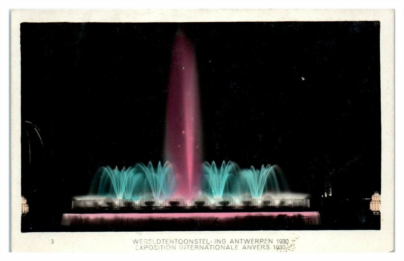 RPPC 1930 International Exposition, Antwerp, Belgium Hand Colored Postcard