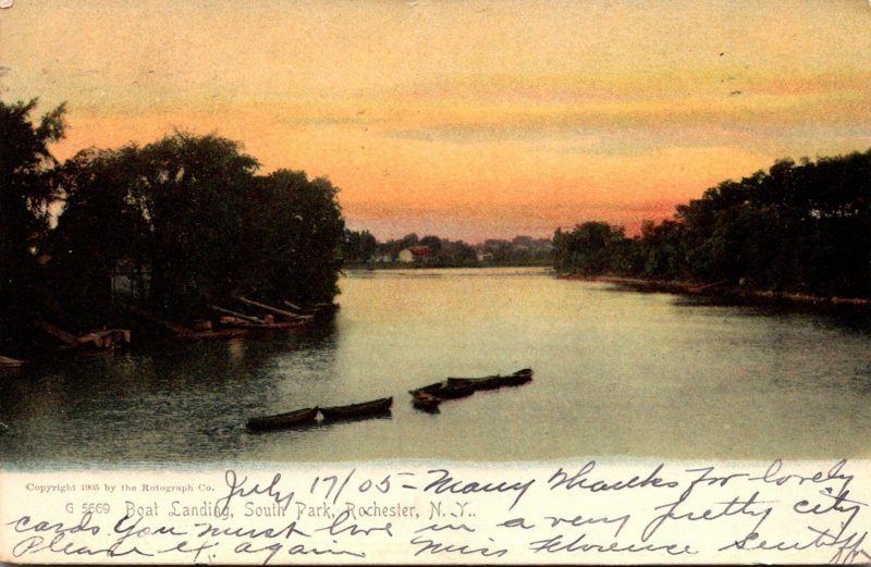 New York Rochester South park Boat Landing 1905 Rotograph